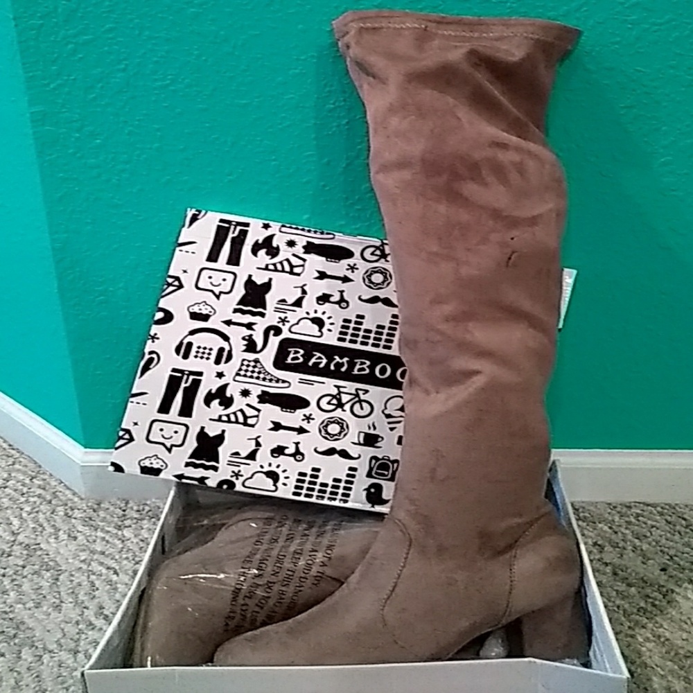 NWT - Tan Bamboo Over the Knee Boots Sz 10